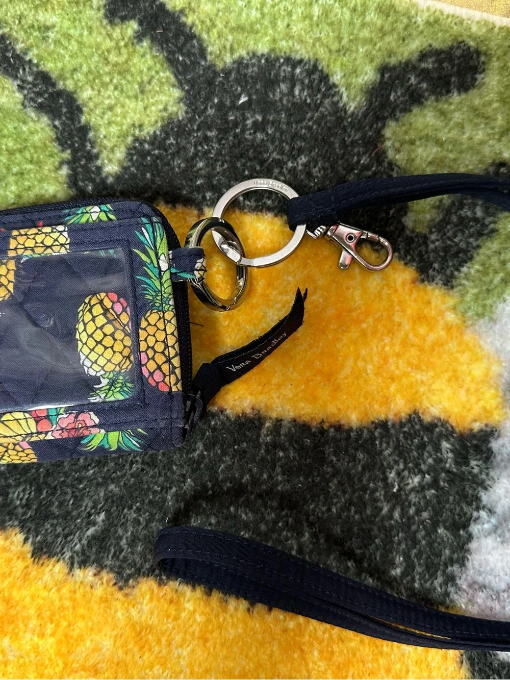 Vera Bradley Navy Quilted Pineapple Zip Key Pouch